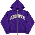 “Purple Lux” Rhinestone Zip Up Hoodie