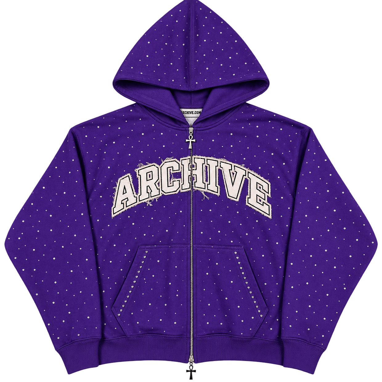 “Purple Lux” Rhinestone Zip Up Hoodie