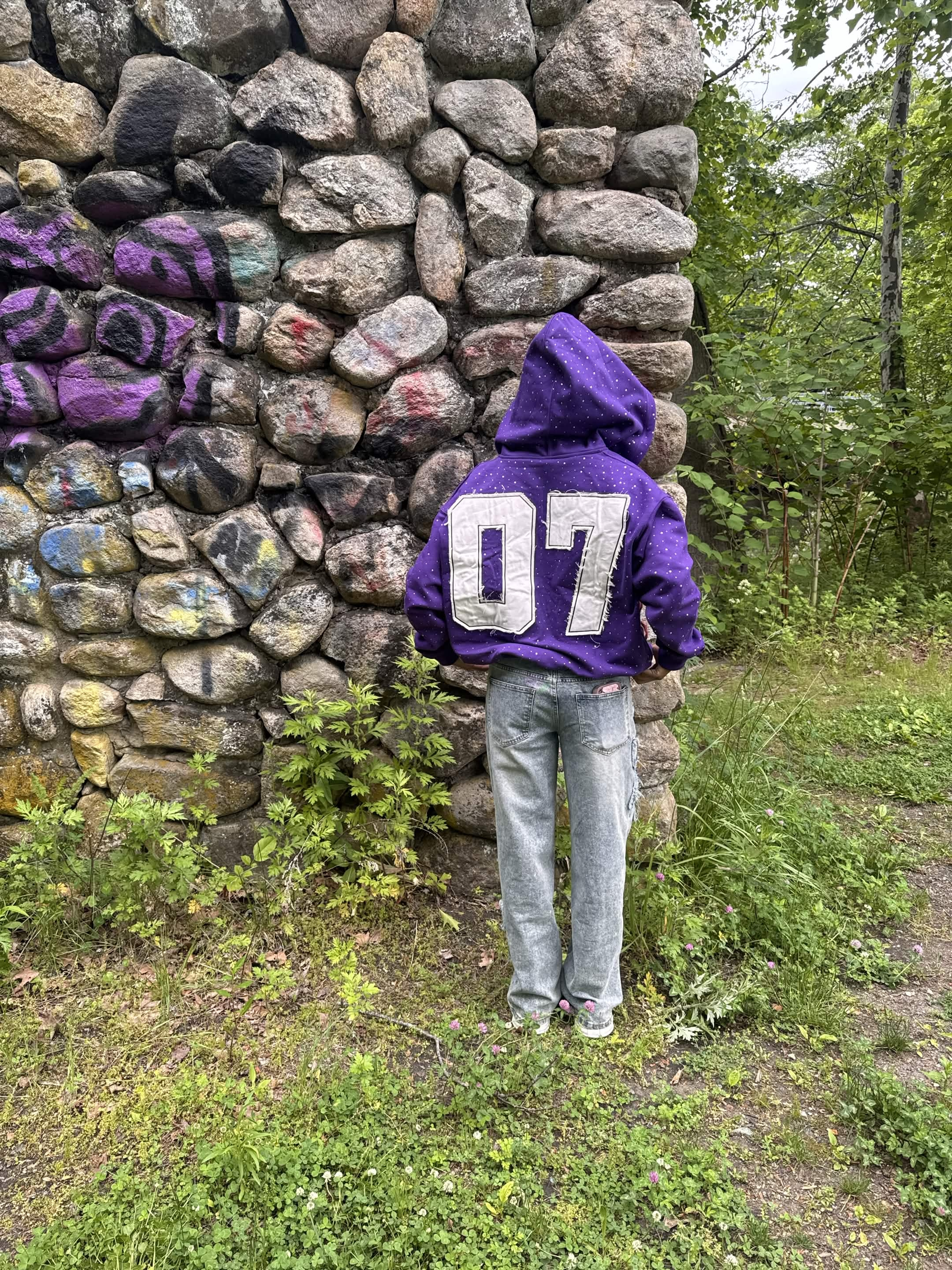 “Purple Lux” Rhinestone Zip Up Hoodie